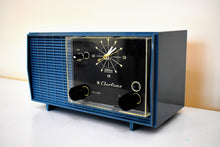 Load image into Gallery viewer, Slate Blue Gray 1965 Airline Model GEN-18188 Vacuum Tube Clock Radio Rare Model Great Color!