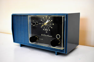 Slate Blue Gray 1965 Airline Model GEN-18188 Vacuum Tube Clock Radio Rare Model Great Color!