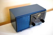 Load image into Gallery viewer, Slate Blue Gray 1965 Airline Model GEN-18188 Vacuum Tube Clock Radio Rare Model Great Color!