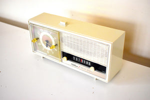 Bluetooth Ready To Go - Lily White 1964 Airline Model 1840A Solid State Radio Sounds Great! Always On Clock Light!