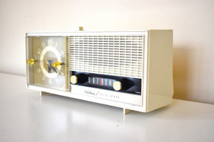 Bluetooth Ready To Go - Lily White 1964 Airline Model 1840A Solid State Radio Sounds Great! Always On Clock Light!