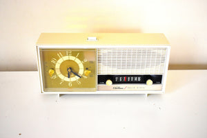 Bluetooth Ready To Go - Lily White 1964 Airline Model 1840A Solid State Radio Sounds Great! Always On Clock Light!