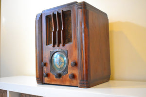 Artisan Handcrafted Wood 1938-39 Silvertone Model 1962 Tombstone Vacuum Tube AM Shortwave Radio Solid Neat Tuning Dial & Plays Well!