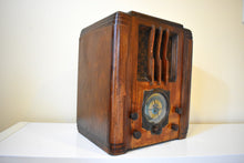 Load image into Gallery viewer, Artisan Handcrafted Wood 1938-39 Silvertone Model 1962 Tombstone Vacuum Tube AM Shortwave Radio Solid Neat Tuning Dial &amp; Plays Well!