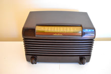 Load image into Gallery viewer, Timber Brown Bakelite 1946 Wards Airline Model 64BR-1503B AM Vacuum Tube Radio Excellent Condition Sounds Marvelous!