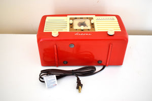 Rally Red Bakelite 1950 Jewel Artone Model 5057U Vacuum Tube AM Clock Radio Quintessential Design Stunning Good Looks!