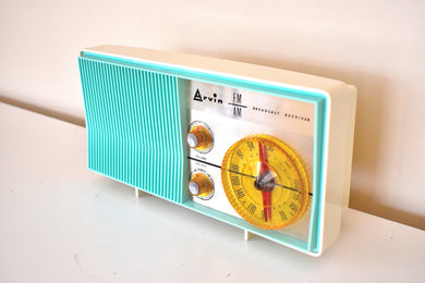 Turquoise and White 1962 Arvin Model 31R26 AM FM Vacuum Tube Radio Sound Great! Excellent Condition!