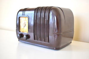 シエナ ブラウン ベークライト 1947 アービン モデル 544 "レフティ" 真空管 AM ラジオのサウンドは非常に優れた状態です。