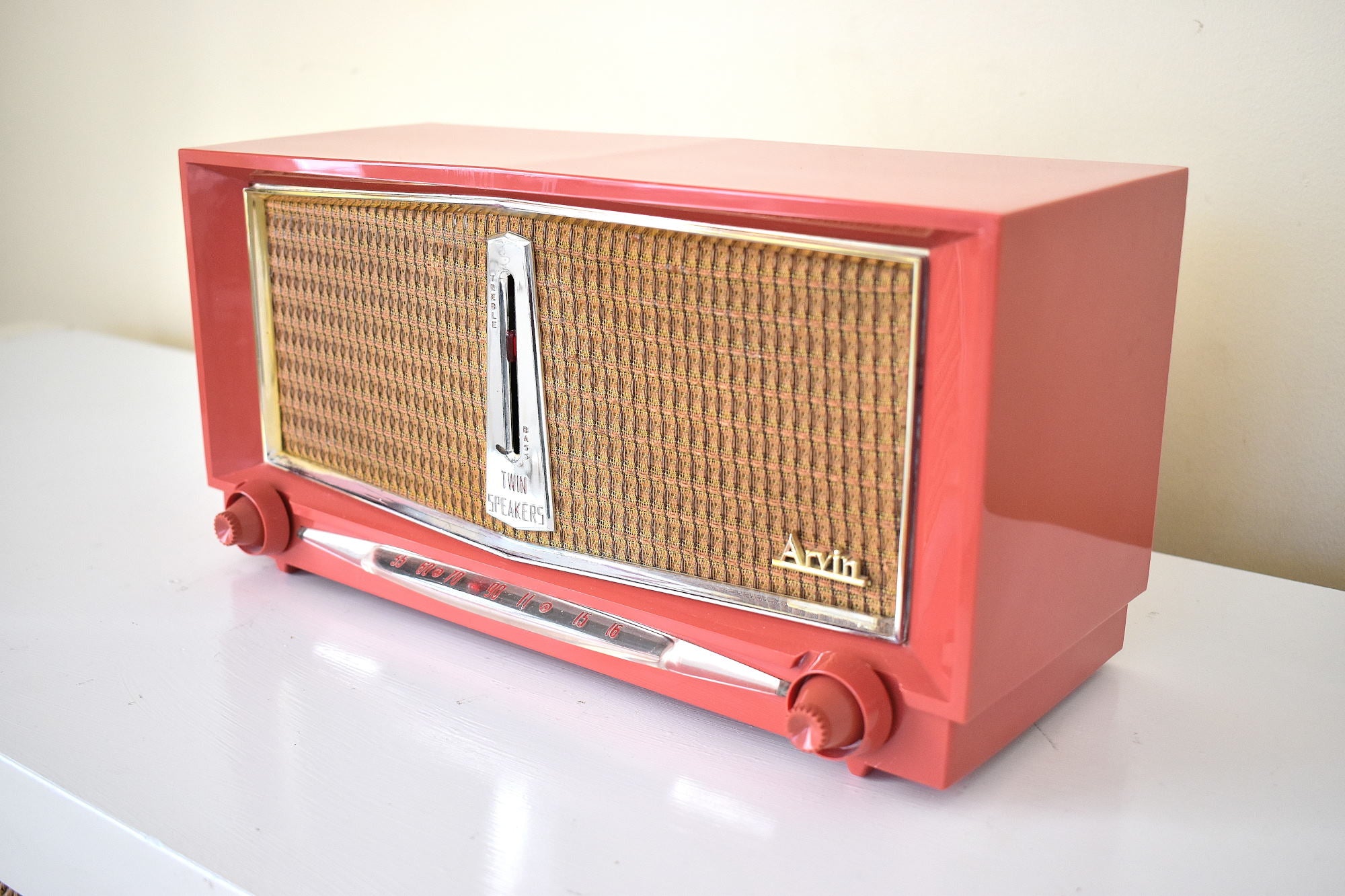 Coral 1956 Arvin Model 956T AM Vacuum Tube Radio Sci Fi Dashboard Excellent Plus Condition! Sounds Wonderful!