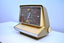 Load image into Gallery viewer, Autumn Gold Solid State 1968 Silvertone Model 8036 AM Clock Radio Alarm Mod 60&#39;s Neo Futurism At Its Finest