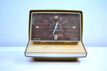 Load image into Gallery viewer, Autumn Gold Solid State 1968 Silvertone Model 8036 AM Clock Radio Alarm Mod 60&#39;s Neo Futurism At Its Finest