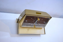 Load image into Gallery viewer, Autumn Gold Solid State 1968 Silvertone Model 8036 AM Clock Radio Alarm Mod 60&#39;s Neo Futurism At Its Finest