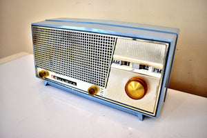 ドーン ブルーとシルバー 1963 ブローバ モデル 370 AM FM 真空管ラジオ 素晴らしい状態です。よく働く！