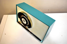 Load image into Gallery viewer, Seafoam Turquoise 1959 General Electric Model 861 Vacuum Tube AM Radio Sputnik Atomic Age Beauty! Excellent Plus Condition!