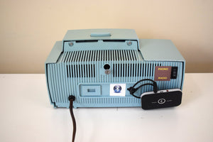 Bluetooth MP3 Ready To Go - Sonic Blue Mid Century 1958 General Electric Model 913D Vacuum Tube AM Clock Radio Beauty Sounds Fantastic!
