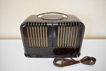 Load image into Gallery viewer, Mocha Brown Bakelite 1946 Arvin Model 664 Vacuum Tube AM Radio Sounds Great! Art Deco Design!