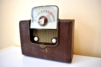 Rawhide Brown 1950 Zenith Model 4-G-903 Portable Vacuum Tube AM Lunch Box Radio! Works Like A Champ!