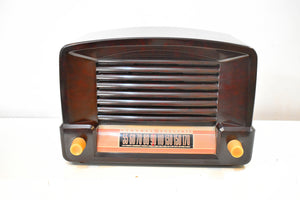 Marble Brown Bakelite 1948 General Electric Model 114  Vacuum Tube Radio Terrific Sounding!