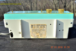 SOLD! - Dec 9, 2015 - BELLS AND WHISTLES Mint Green Retro Jetsons Vintage 1961 Arvin Model 51R56 AM Tube Clock Radio Amazing! - [product_type} - Arvin - Retro Radio Farm