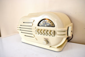 Antica Ivory Bakelite 1946 Belmont Model 6D111 Series B Vacuum Tube AM Radio Nice Color! Excellent Performer!