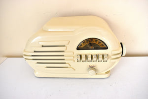 Antica Ivory Bakelite 1946 Belmont Model 6D111 Series B Vacuum Tube AM Radio Nice Color! Excellent Performer!