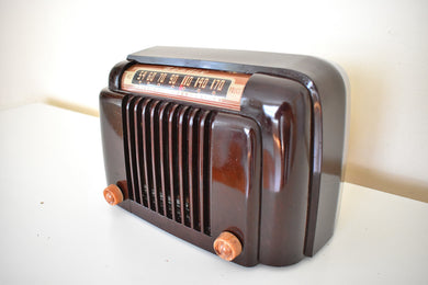 マーブル ブラウン ベークライト 1949 ベンディックス モデル 526 AM 真空管ラジオ クラシックなデザイン!いいね！これが大好き！