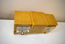 Load image into Gallery viewer, Hot Blonde Wood Mantle 1954 Firestone 4-A-128 Vacuum Tube AM Clock Radio She&#39;s a 10!