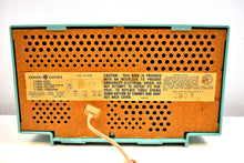 Load image into Gallery viewer, NOS Turquoise 1959 General Electric Model T129 AM Vintage Radio Mid Century Pristine Condition Original Box!