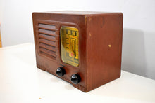 Load image into Gallery viewer, Leatherette Brown Bakelite 1942 Emerson Model 461 AM Vacuum Tube Radio Sounds Marvelous Hard To Find Condition!