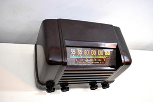 Chestnut Brown Bakelite 1947 Emerson Model 514 AM Shortwave Vacuum Tube Radio Sounds Marvelous!