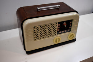 Ivory Bakelite and Wood Post War 1948 Delco Model R-1238 AM Vacuum Tube Radio Works Great!