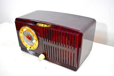 Burgundy Marble Mid Century Vintage 1954 General Electric Model 515 AM Vacuum Tube Radio Looks Great Popular Model!