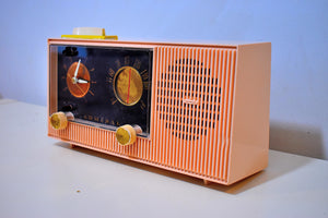 Buffy Pink 1959 Admiral Y3564 Vintage Atomic Age Vacuum Tube AM Radio Clock Mid Century Nightstand!