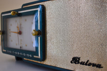 Load image into Gallery viewer, Sherwood Green and Gold 1957 Bulova Model 100 AM Antique Clock Radio Simply Fabulous!