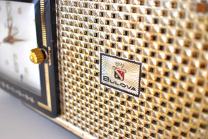 ルクソール ブラック＆ゴールド 1959 ブローバ モデル 100 AM 真空管ラジオ レアモデル 素晴らしいサウンド キラキラ！