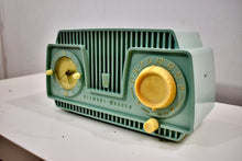 Load image into Gallery viewer, Aqua Turquoise 1954 Stewart Warner Model 9187E Vacuum Tube AM Clock Radio Rare Color Quality Manufacturer!