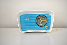 Load image into Gallery viewer, Aqua Turquoise and White 1959 CBS Model 2160 AM Vacuum Tube Radio Cute As A Button Sounds Fantastic!