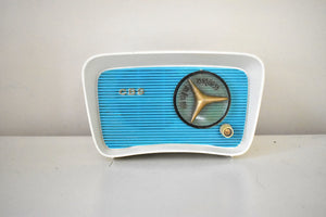 Aqua Turquoise and White 1959 CBS Model 2160 AM Vacuum Tube Radio Cute As A Button Sounds Fantastic!