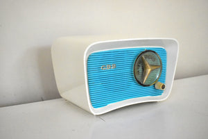 Aqua Turquoise and White 1959 CBS Model 2160 AM Vacuum Tube Radio Cute As A Button Sounds Fantastic!