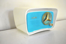 Load image into Gallery viewer, Turquoise and White 1959 CBS Model 2160 AM Vacuum Tube Radio So Cute! Sounds Wonderful!