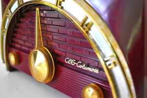 バーガンディ ベークライト 1954 CBS コロンビア モデル 5165 真空管 AM ラジオ レインボー ダイヤル サウンドは素晴らしいです。