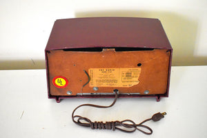 Burgundy Bakelite 1954 CBS Columbia Model 5165 Vacuum Tube AM Radio Rainbow Dial Sounds Great!