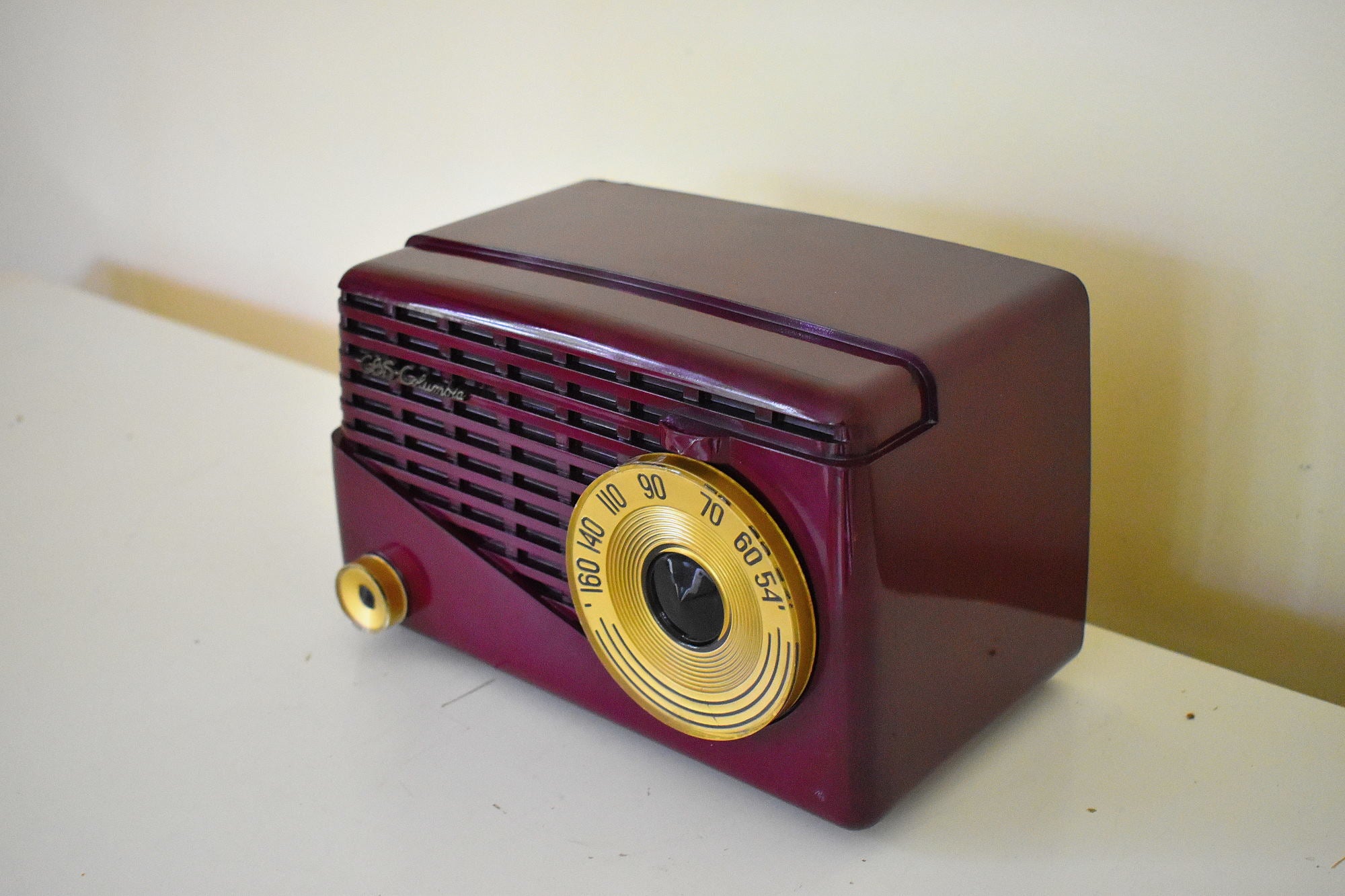 Maroon 1952 CBS Model 517A AM Vacuum Tube Radio Rare Model Rare Color Pristine Condition!