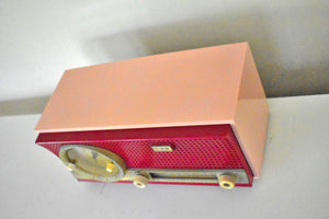 Sweetheart Red and Pink Mid Century Retro 1959-1961 CBS Model C230 Vacuum Tube AM Clock Radio Rare Color Combo!
