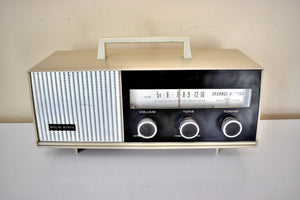 シルクウッド ベージュ 1965 チャンネルマスターモデル 6260A トランジスタ AM ラジオ キュートなデザイン 良好な状態！