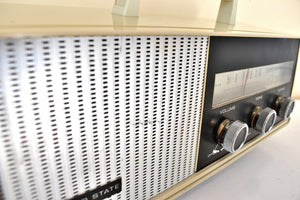 シルクウッド ベージュ 1965 チャンネルマスターモデル 6260A トランジスタ AM ラジオ キュートなデザイン 良好な状態！