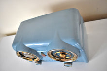 Load image into Gallery viewer, Ice Blue Metallic Crosley 1951 Model 11-125GN AM Vacuum Tube Clock Radio Quality Construction Sounds Great!