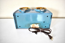 Load image into Gallery viewer, Ice Blue Metallic Crosley 1951 Model 11-125GN AM Vacuum Tube Clock Radio Quality Construction Sounds Great!