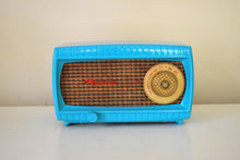 Load image into Gallery viewer, Sky Blue Turquoise and Wicker Vintage 1954 Capehart Model 3T55B AM Vacuum Tube Radio Totally Restored!