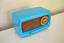 Load image into Gallery viewer, Sky Blue Turquoise and Wicker Vintage 1954 Capehart Model 3T55B AM Vacuum Tube Radio Totally Restored!